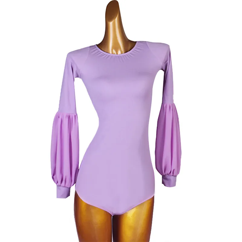 V‑neck chest crisscross lace‑up gradient flare sleeve dance leotard for ballroom practice rehearsal stage performance