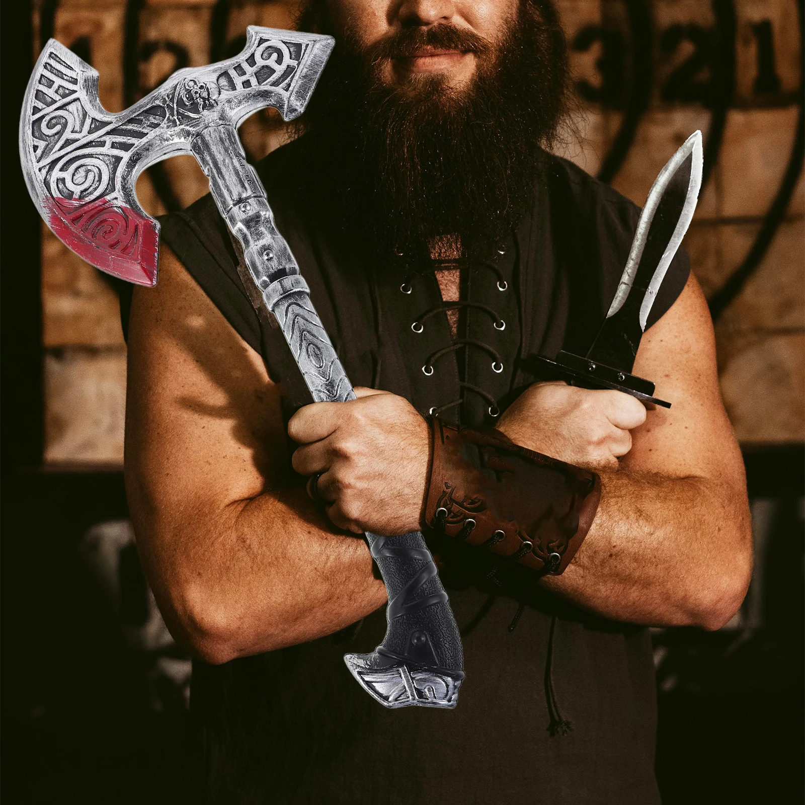 

Realistic Fake Axes Viking Medieval Movie Stage Props Halloween Party Performance Decor Simulated Costume Accessories