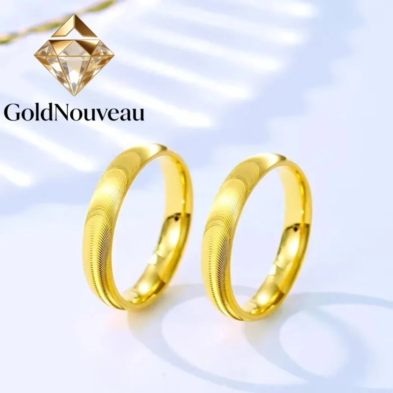 GoldNouveau High - Grade 24K Pure Gold AU999 Cat's Eye Ring, Fashionably Simple for Couples, Wholesale with Metal Stamp