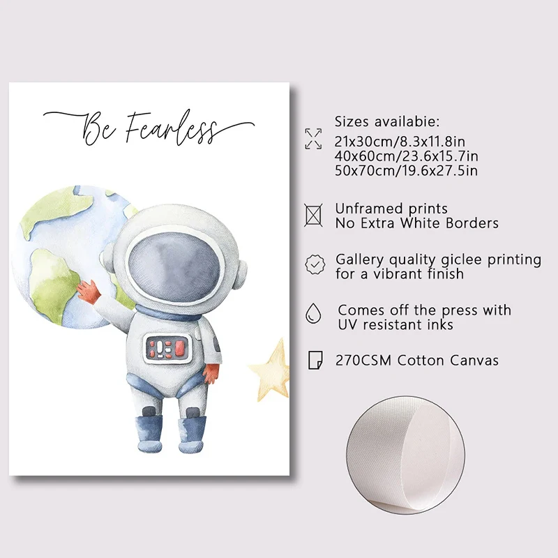 Rocket Astronaut UFO Space Planet Poster Nursery Wall Art Canvas Painting Nordic Posters and Prints Wall Picture Kids Room Decor
