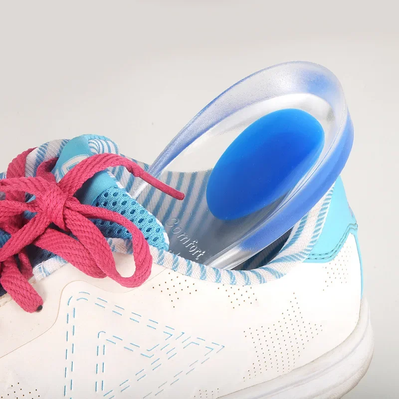 Silicone Heel Insoles Thickened U Shaped Non Slip Invisible Cushioning Sports Height Increasing Shoe Inserts Foot Care