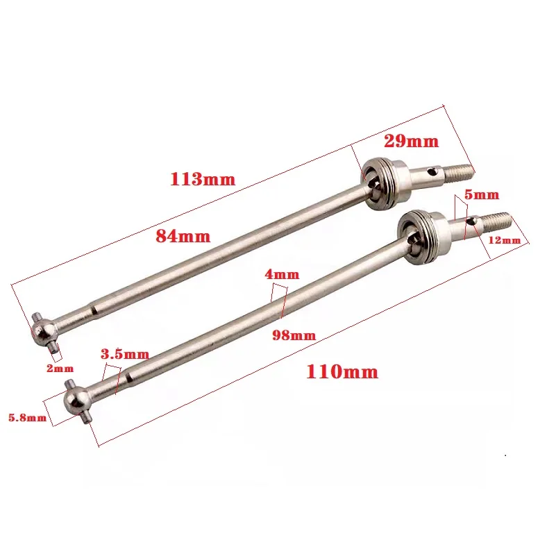 RC 108015 Metal Universal Drive Shaft Dogbone For HSP 1/10 94111 94110Pro 94108 Off-Road Monster Truck Upgrade Parts