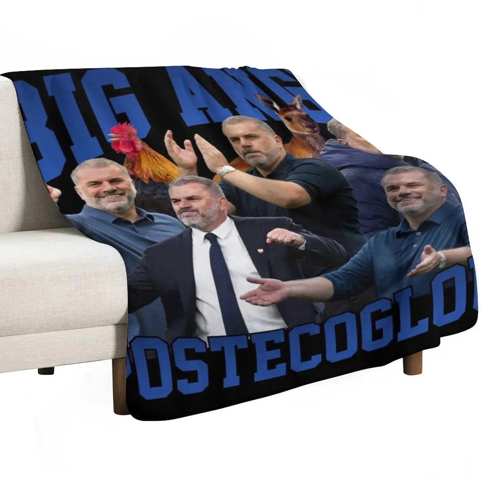 

Big Ange Postecoglou Graphic Throw Blanket Designers Flannel Fabric Luxury Brand Luxury Designer Blankets