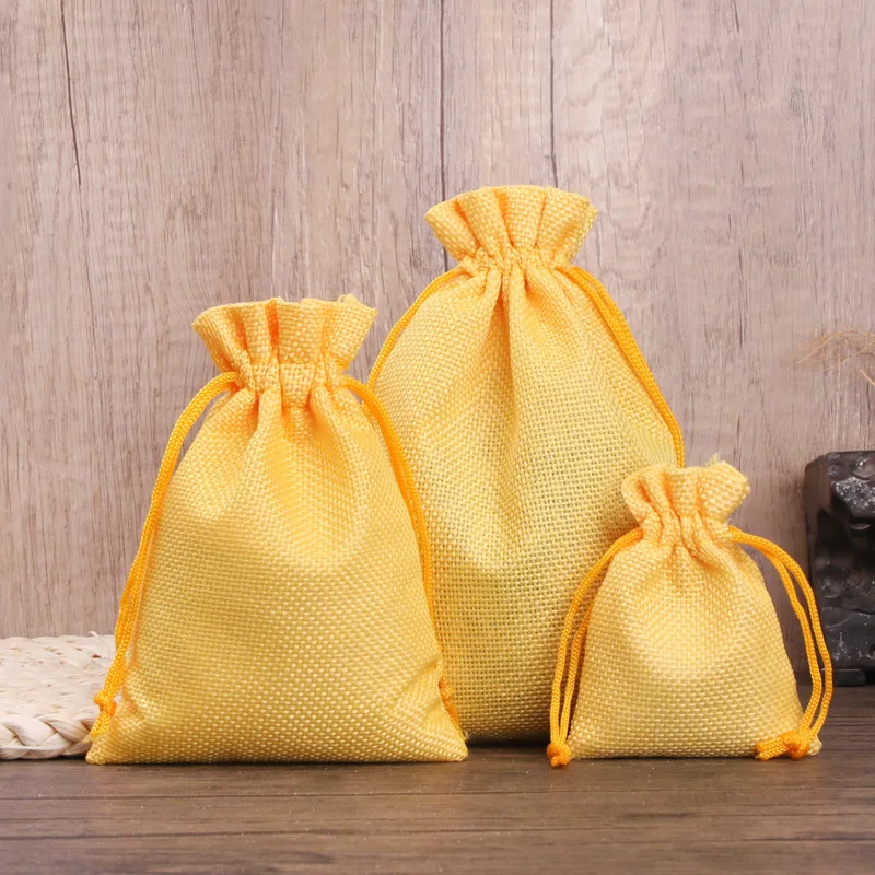 50 teile/los Leinen und Jute Kordelzug Tasche 7x9/10x14/13x18 cm schmuck Verpackung Hochzeit Süßigkeiten Weihnachten Party Geschenk Lagerung Tasche – Detail 7