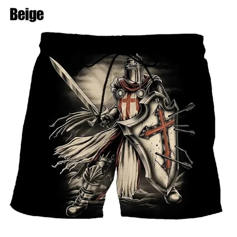 

Knights Templar 3D Printing Men's Summer Casual Sports Beach Shorts Summer Surf Shorts M Swimming Swim Trunks Hip Hop Pants