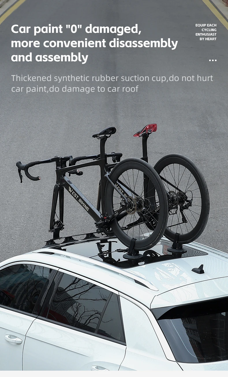 WEST BIKING Auto-Dachgepäckträger mit Saugnapf, Vakuum-Adsorptions-Fahrradhalter für SUV, Limousine, Kofferraummontage, Fahrradzubehör – Detail 14