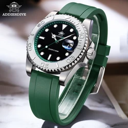 ADDIESDIVE Luminous Quartz Watches For Men Stainless Steel Rubber Strap Analog Wristwatches 200m Waterproof Calendar Diver Watch