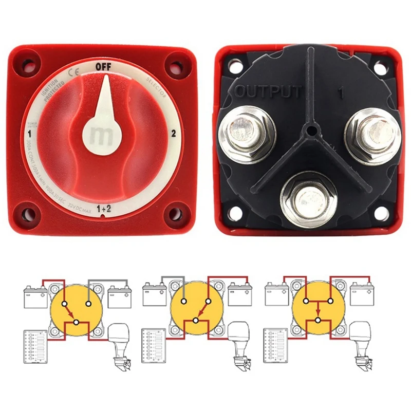 Mini Switch Cut On/Off Marine Boat 12-48V 100-300A Battery Switch Isolator Disconnect Rotary