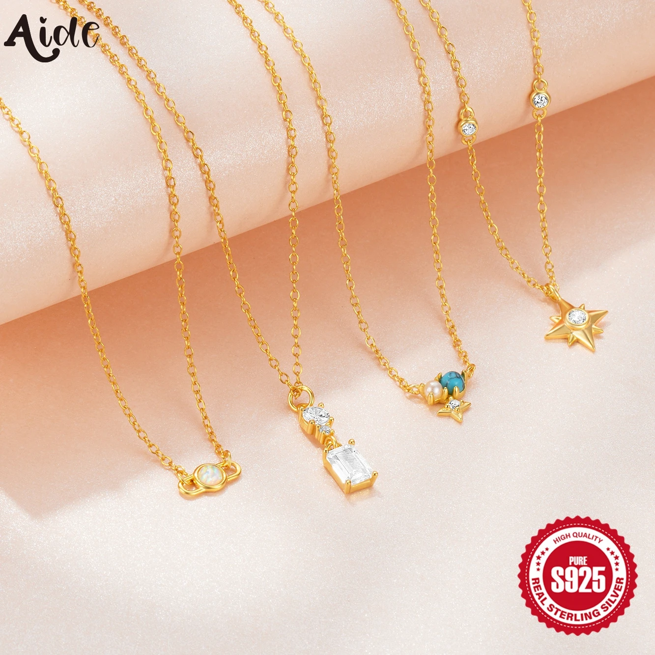 

Aide Gorgeous Shiny Choker Necklace 925 Sterling Silver Geometric Cut Sparkling Zircon Pendant Necklace Wedding Gifts Jewelry