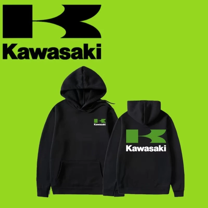 

Худи с логотипом мотоциклетной марки Kawasaki, новая модель осень-зима 2026, свободный крой, повседневный стиль, с осенне-зимним принтом