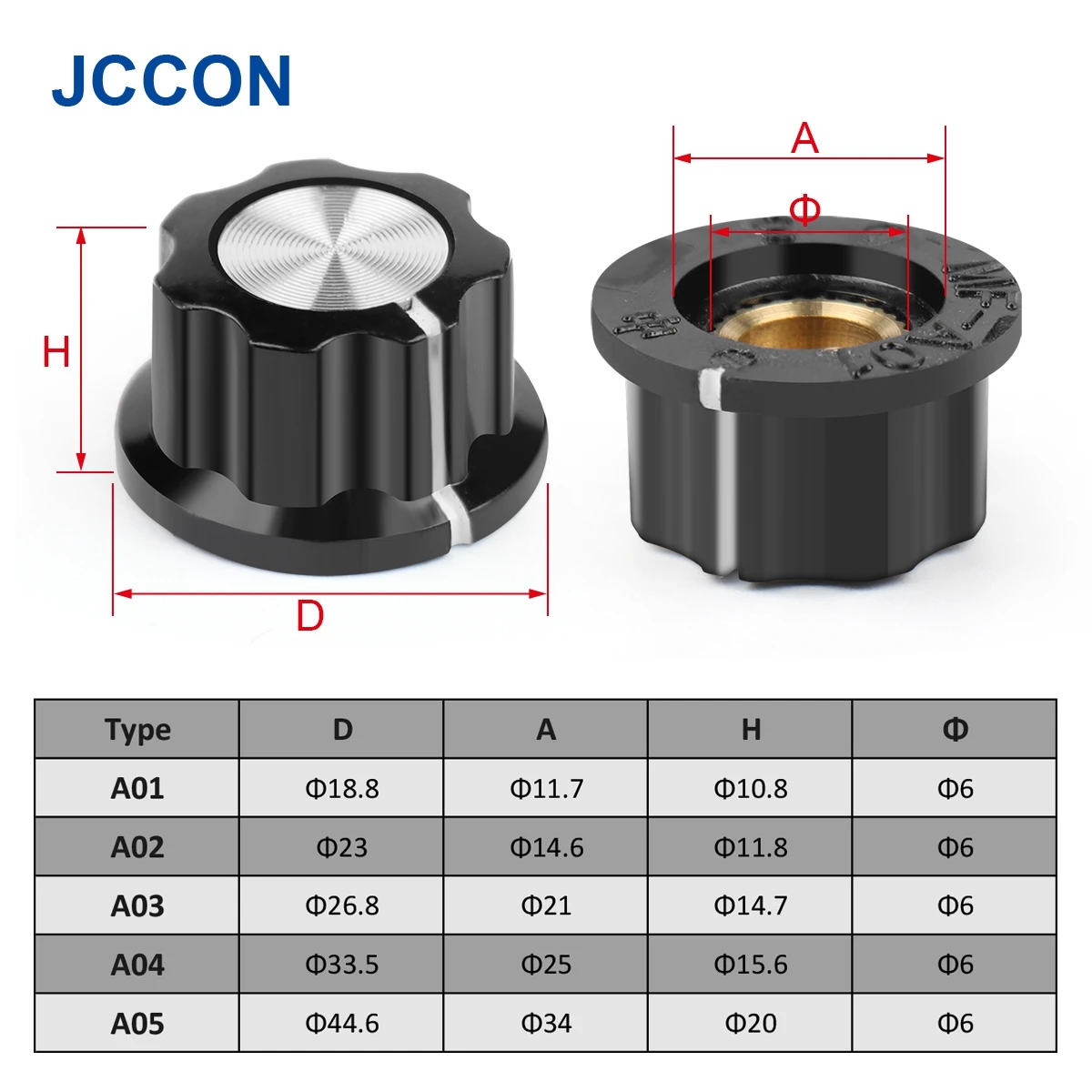 Perilla de potenciómetro de 5 piezas, MF-A01, MF-A02, MF-A03, MF-A04, para WH118/WX050 /3590S/RV24YN20S/WXD3, interruptor giratorio de 6mm