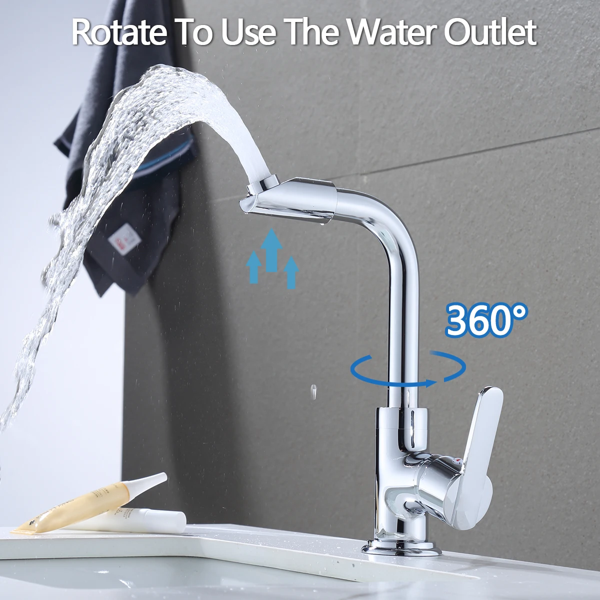 

Bathroom Sink Faucet 360 Degree Rotation Innovative Fashion Style Single Hole Handle Basin Mixer Tap Bathroom Accessories