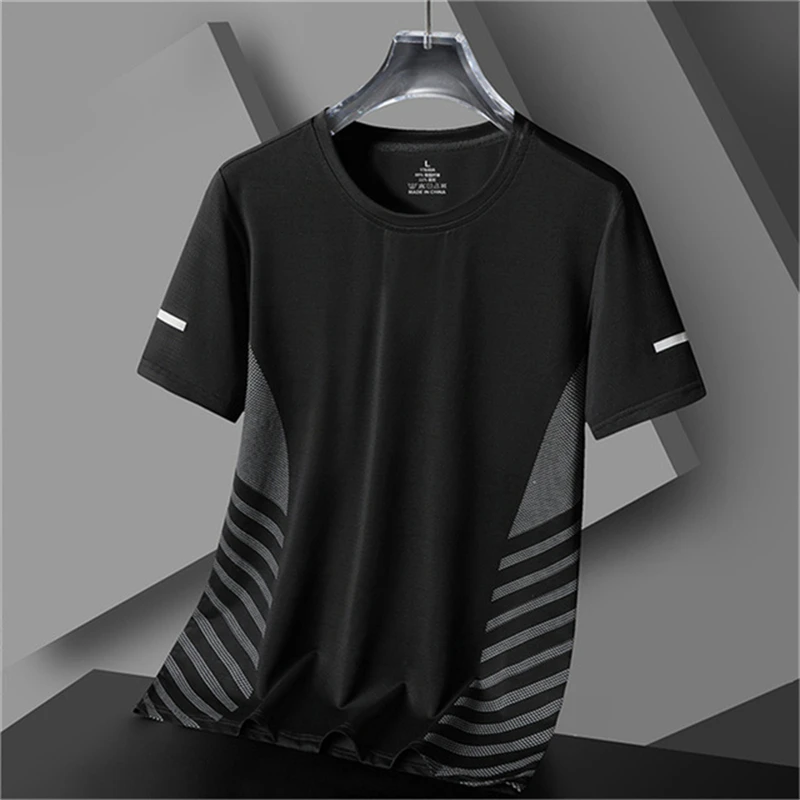 Herren-Sport-T-Shirt, Badminton, Tennis, Trainingsanzug, Sommer, Laufen, Fitness, bequem und atmungsaktiv, kurzärmeliges Oberteil mit O-Ausschnitt – Detail 8