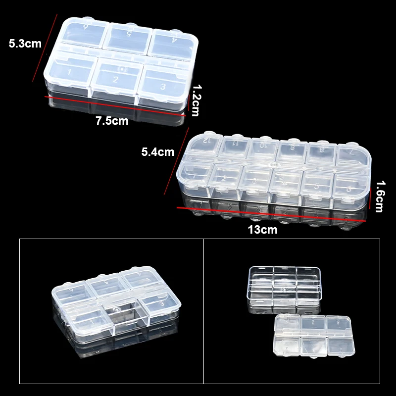 Transparent Plastic Storage Jewelry Box Compartment Container For Beads Earring Box For Jewelry Organizer Rectangle Box Case