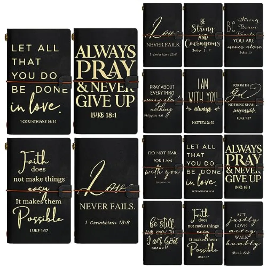 12 Pcs Christian Father Day Gift for Coworker Inspirational Religious Leather Journal A6 Notebook Refillable Lined Journal Appr