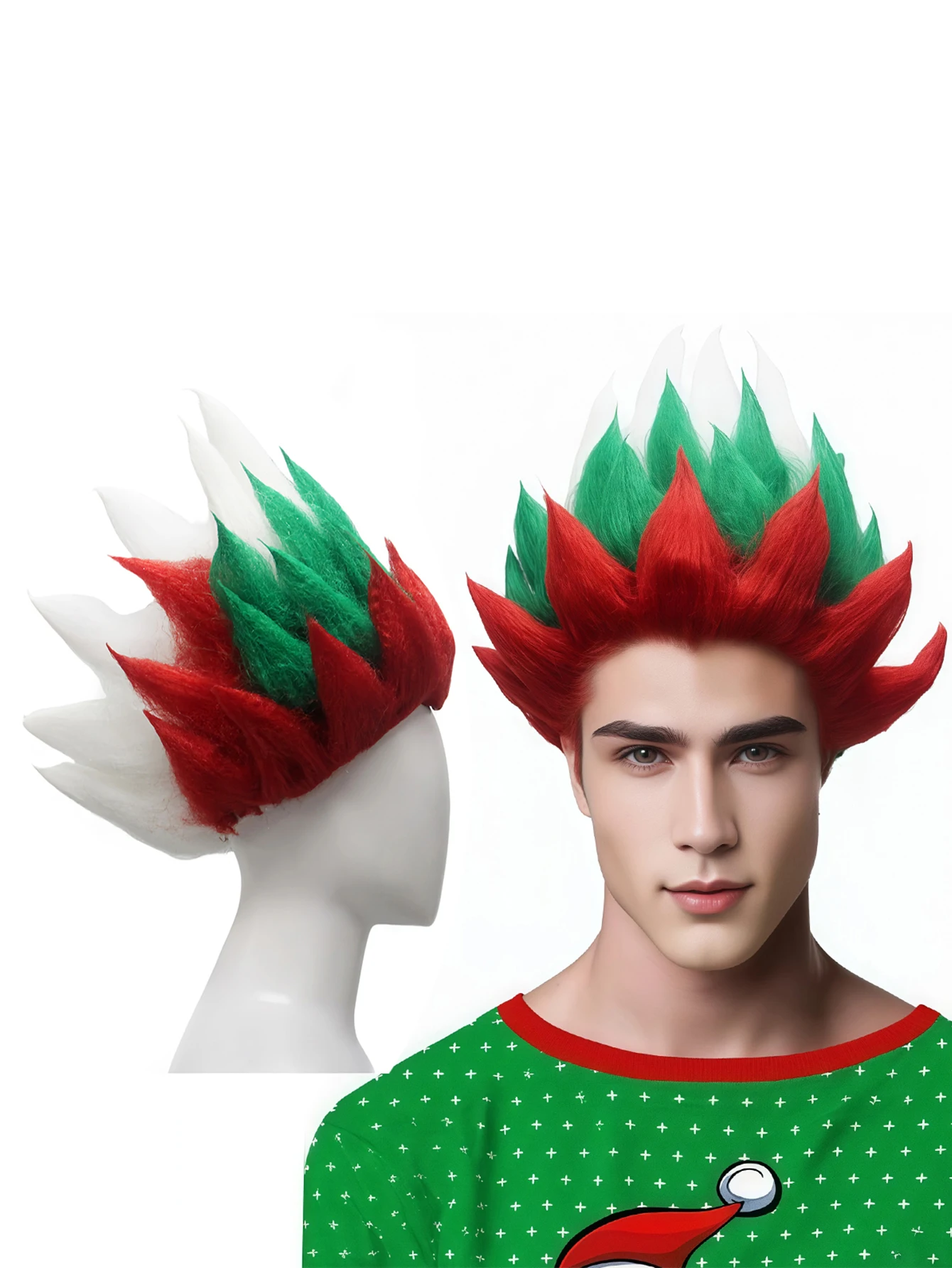 متعدد الألوان المضادة للاعوجاج وأشار عالية الجودة الألياف الكيميائية شعر مستعار اصطناعي Pitaya القنفذ نمط شعر مستعار شعر مستعار الترفيه الطرف