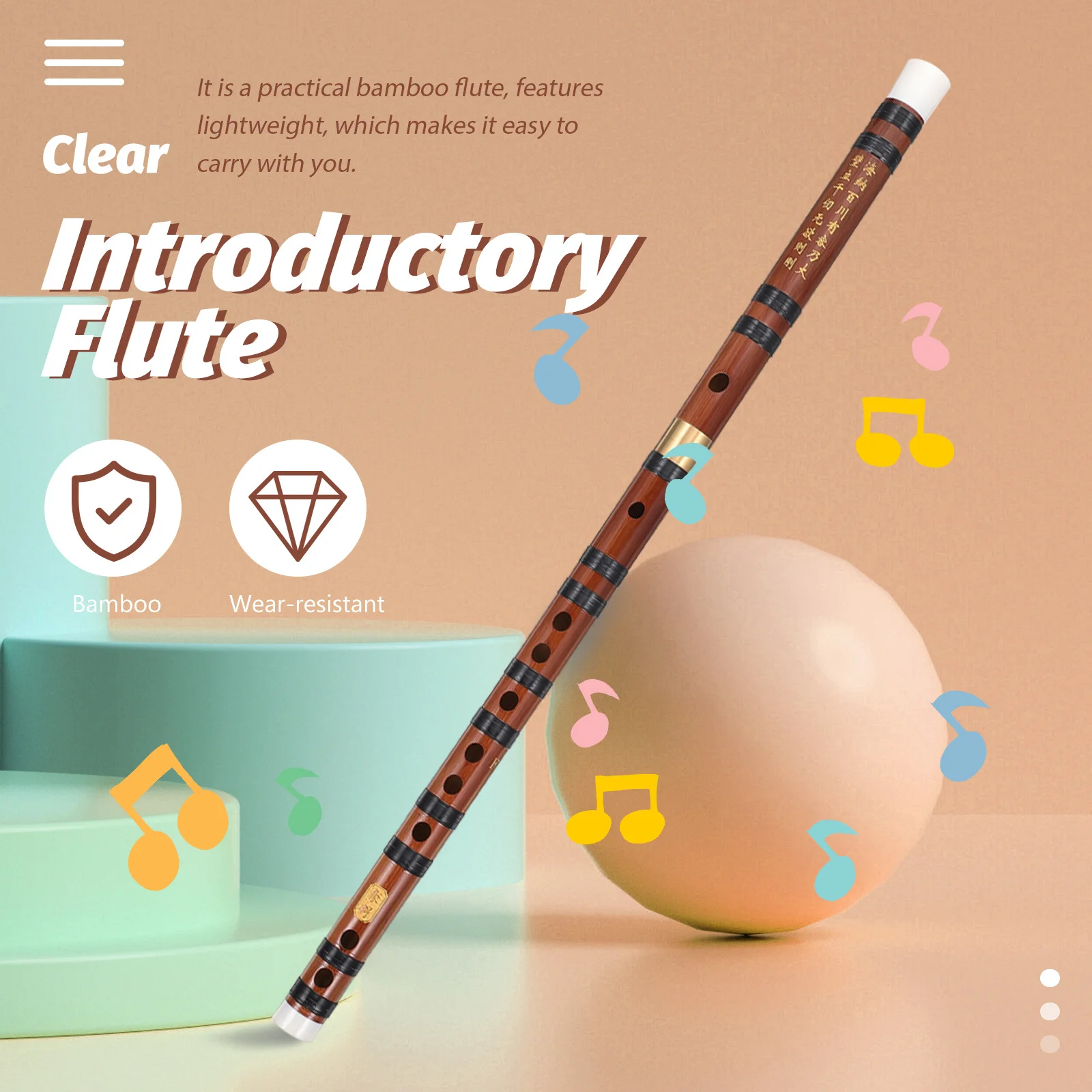 

1Set Bamboo Flute Chinese Traditional Instrument Professional Tone Holes Smooth Surface Glossy Finish for Beginner Student