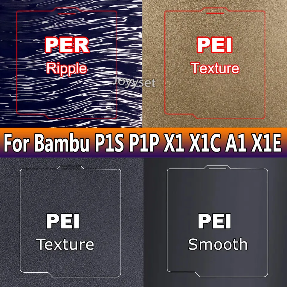 

Кровать с подогревом для 3D-печати для Bambu Lab P1S X1 A1, сборная пластина, гладкий PEI PEO PET PER, лист пружинной стали для Bambulab Bamboo X1C P1P