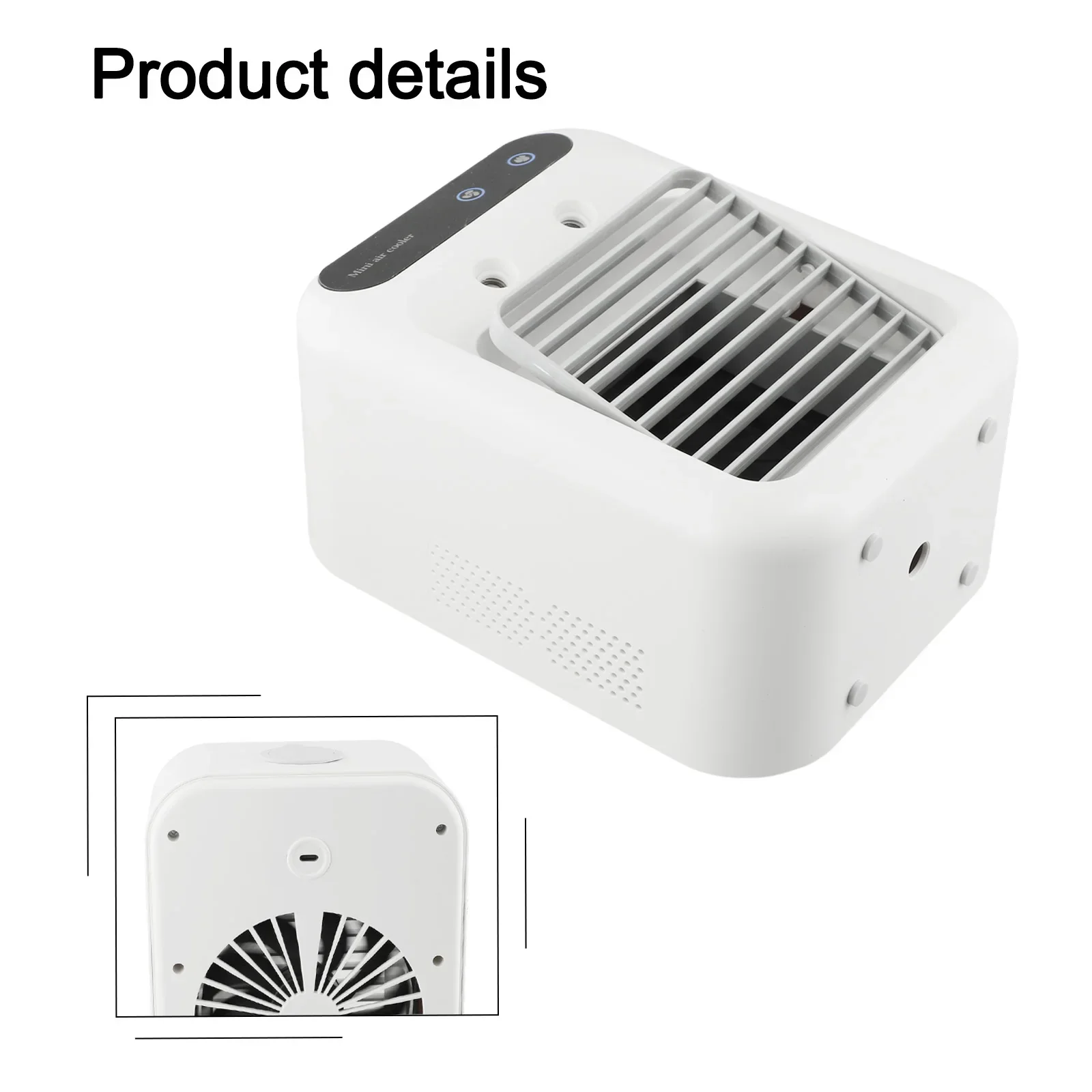 Condicionador de escritório para carro, ar condicionado portátil, resfriamento interno, cerca de 16.4*11.4*21.4 cm, modos de névoa de bateria, bateria de 1800mAh