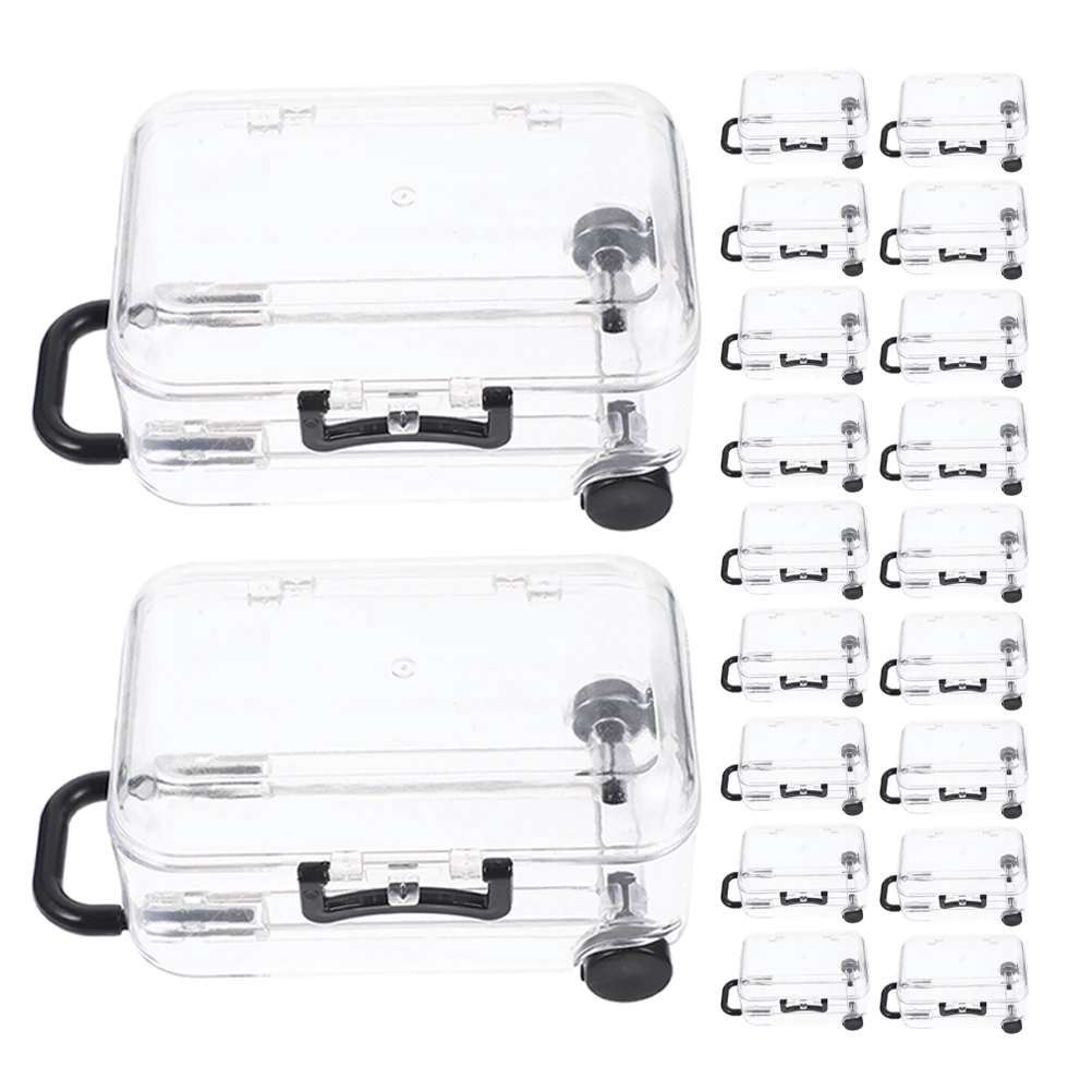 

24pcs Trolley Case Wedding Candies Box Transparent Mini Plastic Suitcases For Party Favors Shower Travel Storage With