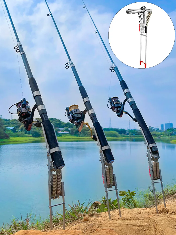 

Automatic Double-Spring Stainless Steel Fishing Rod Ground Stand Stable Support Durable Practical Ideal For Fishing High Quality