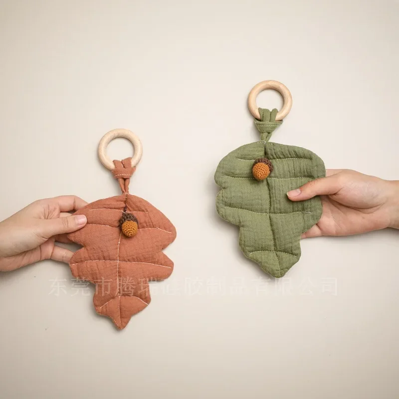 Baby Soothing Bell Cartoon Leaf Pendant Can Bite and Grip Toys Baby Teeth Grinder Baby Room Decoration Pendant Ornament Newborn