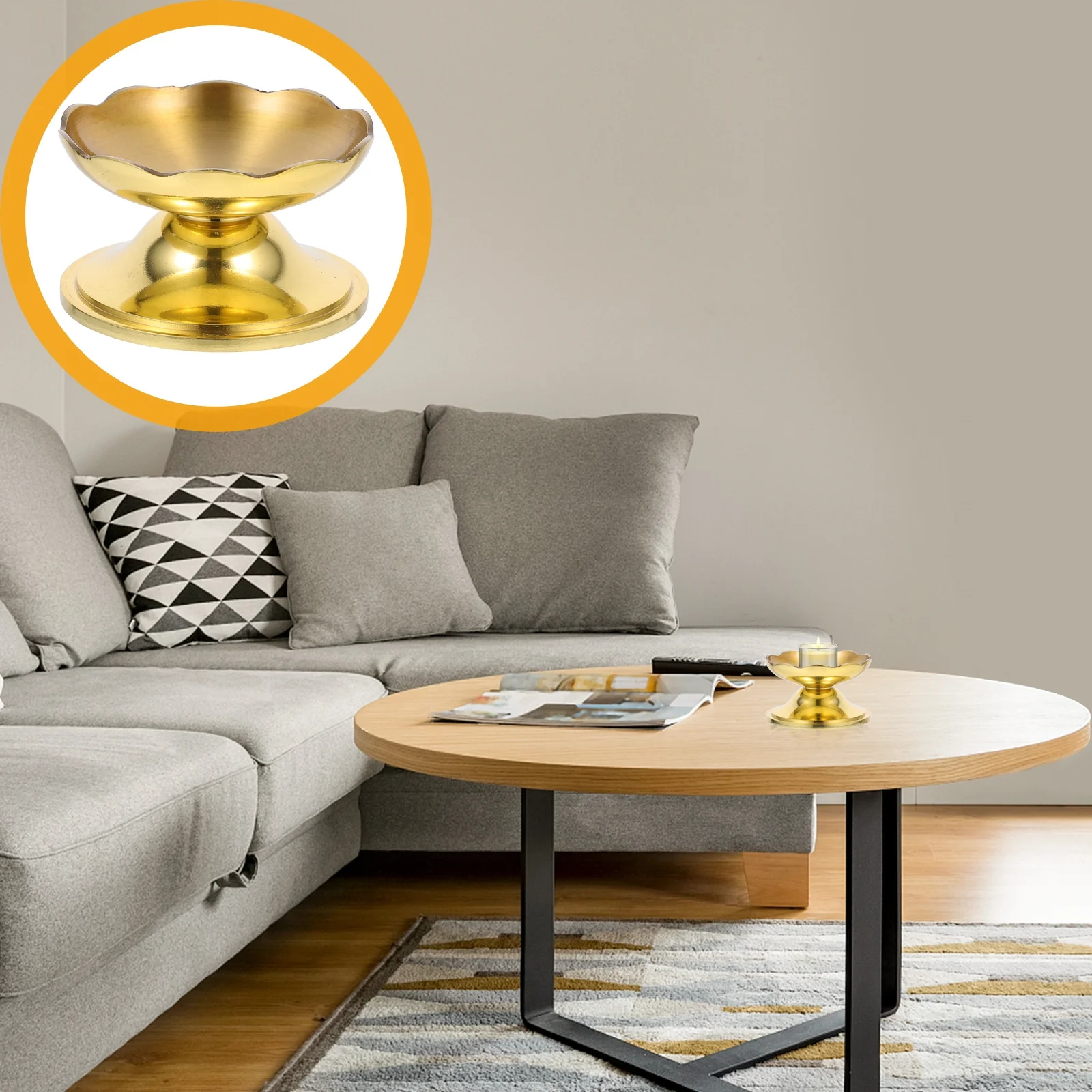 

1Pcs Copper Candlestick Vintage Flower Holder Butter Lamp Base Home Temple Stand Buddha Utensils