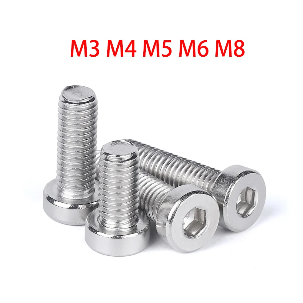 Rustproof 304 Stainless Steel Thin Low Allen Bolt M3-M8 Short Hex Socket Screw Outdoor Equipment Frame Fastening Parts