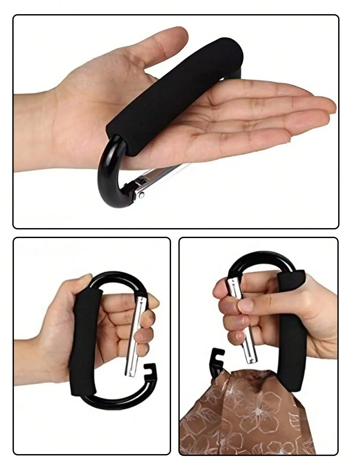 1 Stück robuster und langlebiger multifunktion aler Kinderwagen haken mit Eva-Griff-strap azier fähiger Aluminium legierung für Einkaufs-und Aufbewahrung zubehör – Detail 9