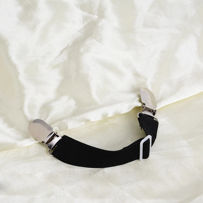 4 pezzi di fissaggio per lenzuolo regolabile cinghie coprimaterasso elastico supporto per angolo pinze per Clip Clip per bretelle chiusure ad anello