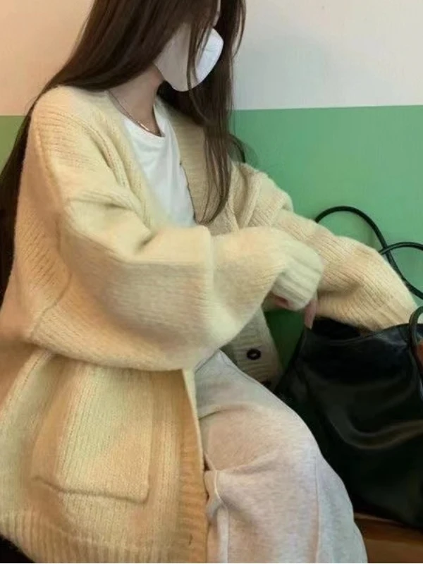 Suéter de Punto ueso y Suave para Mujer, Estilo Hoado, Otoño Invierno, Nuevo Estilo Coreano, Cárdigan, Estilo Dulce, Fibr...