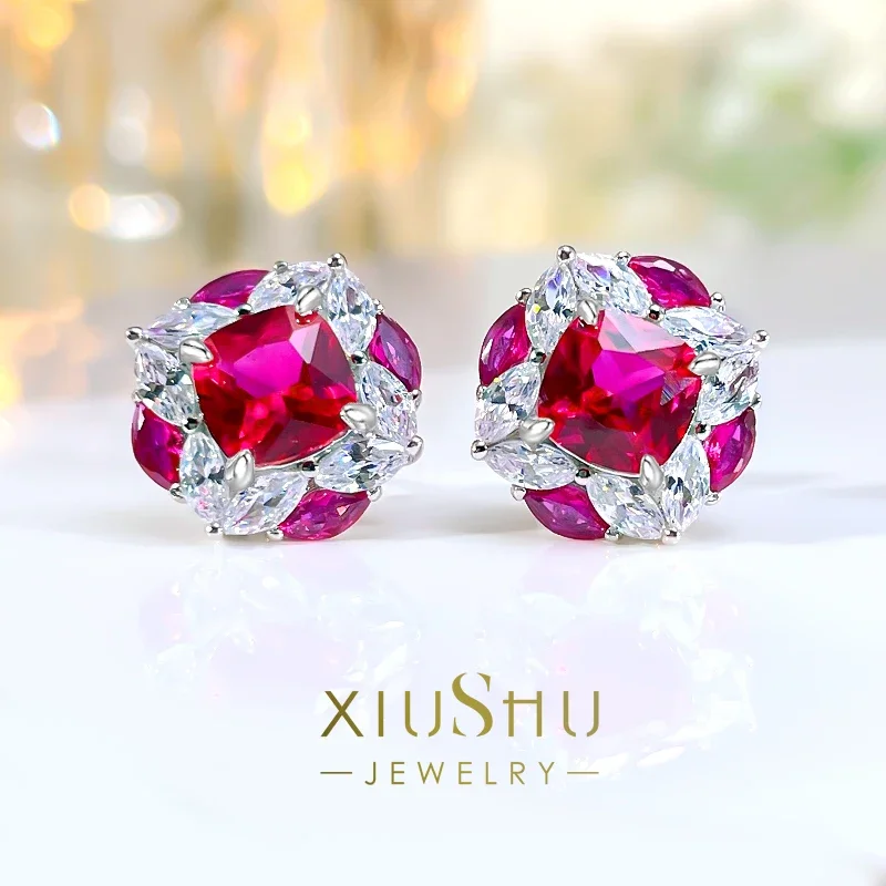

Fashionable and Luxury 925 Sterling Silver Colorful Treasure Earnail Set with High Carbon Diamond Inlaid New Versatile Wedding