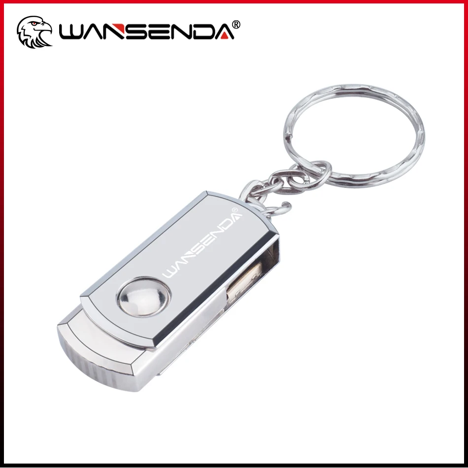 

Wansenda USB 2.0 Metal Key Chain USB Flash Drive 16GB 32GB 64GB 128GB Pendrives 4GB 8GB Pen Drive USB Memory Stick with Key Ring