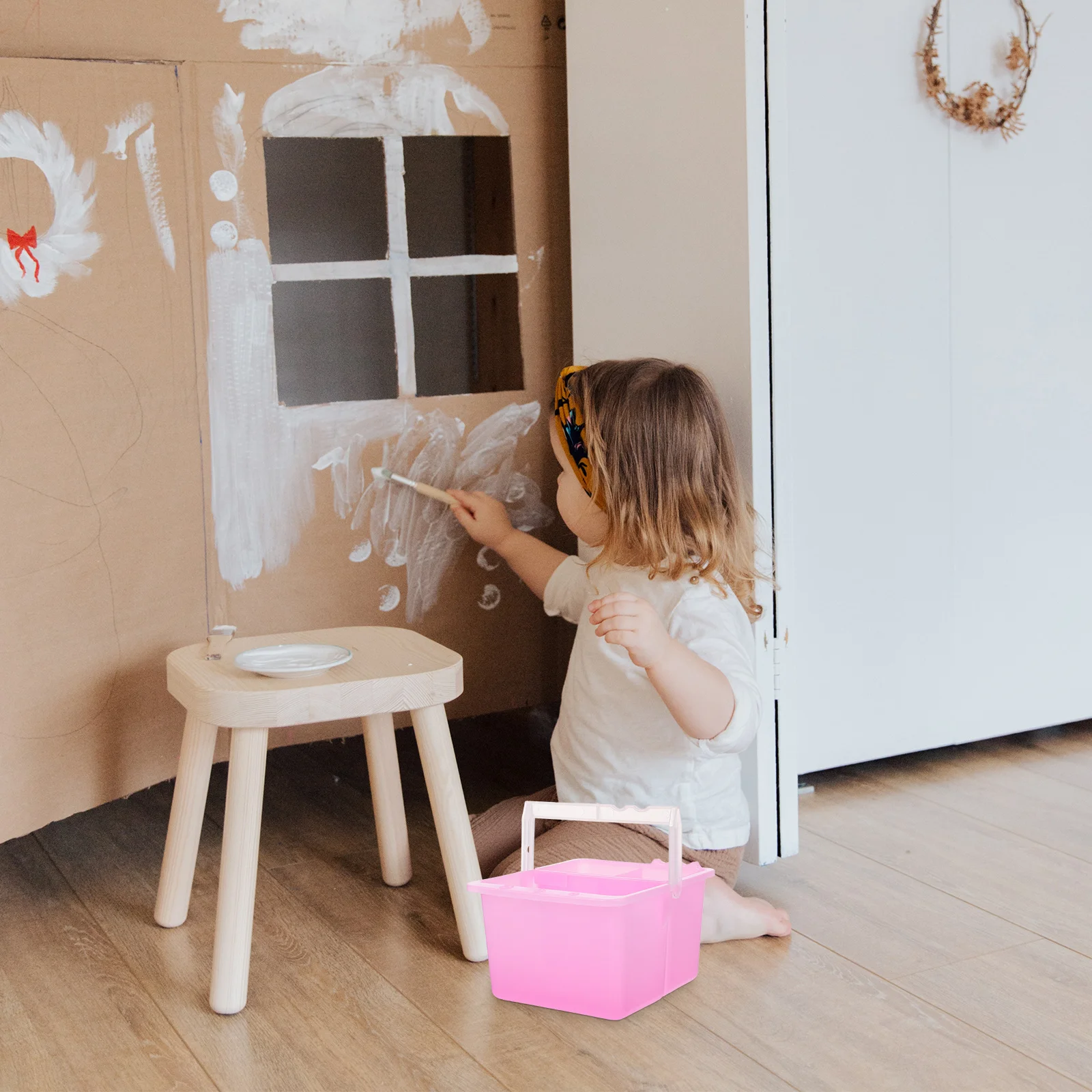 

2Pcs Artist Brush Basin Plastic Painting Bucket Durable Brush Washer for Cleaning Mixing Colors Painting Tools