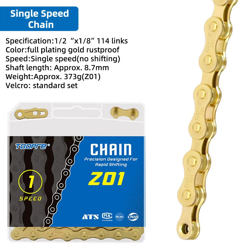 TOOPRE MTB Fietsketting 1/6/7/8/9/10/11/12 Speed Mountain Road Bike Gouden Ketting Gegalvaniseerd en Roestbestendig Variabele Ketting