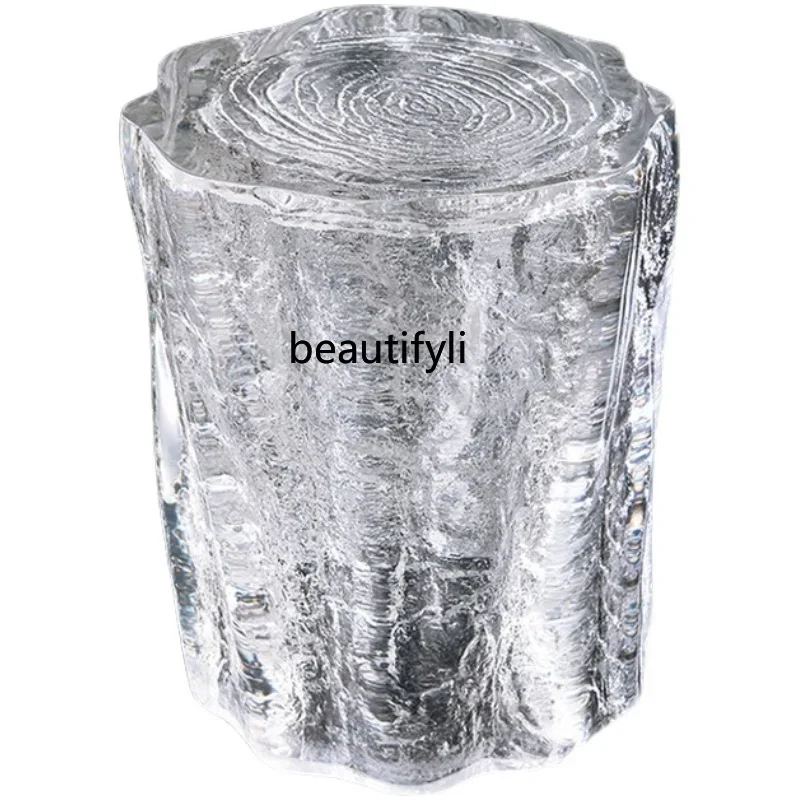 

Imported transparent epoxy resin pier design sense crystal low stool art creative model room sofa side few