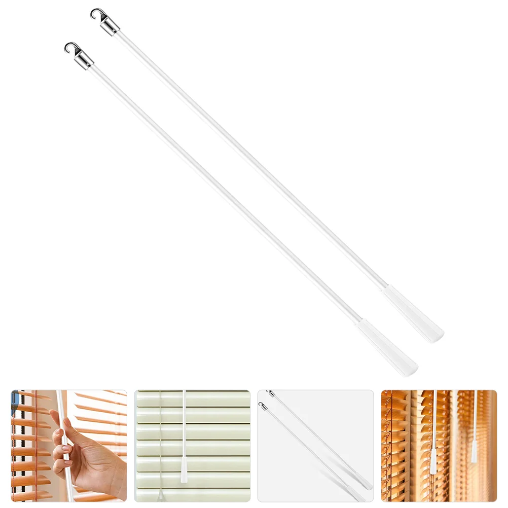 

2 Pcs Venetian Blind Accessories Unique Wand Rod with Hook Slats Shutters Replacement Curtain Glass Fiber Vertical Office Home