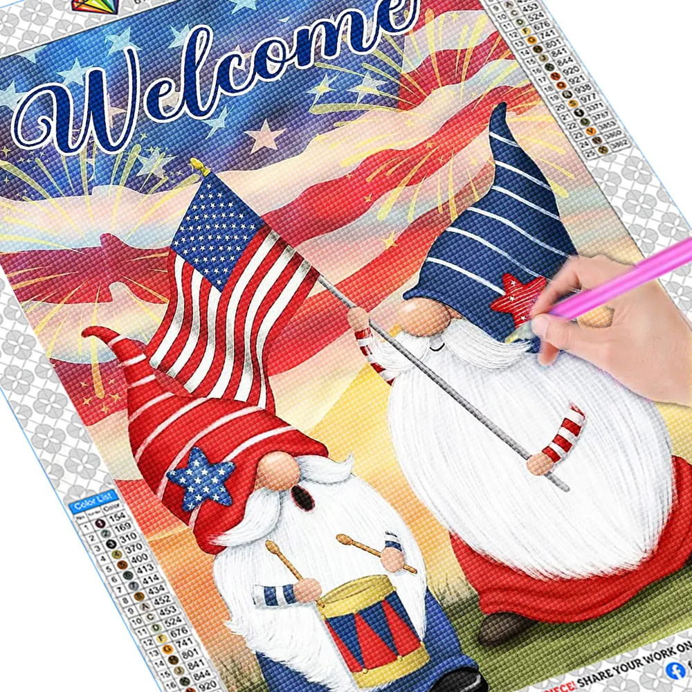 Diamond Painting New Collection 2023 US Flag Gnome Diamond Mosaic Goblin 5D DIY Embroidery Picture Home Decoration Wall Art