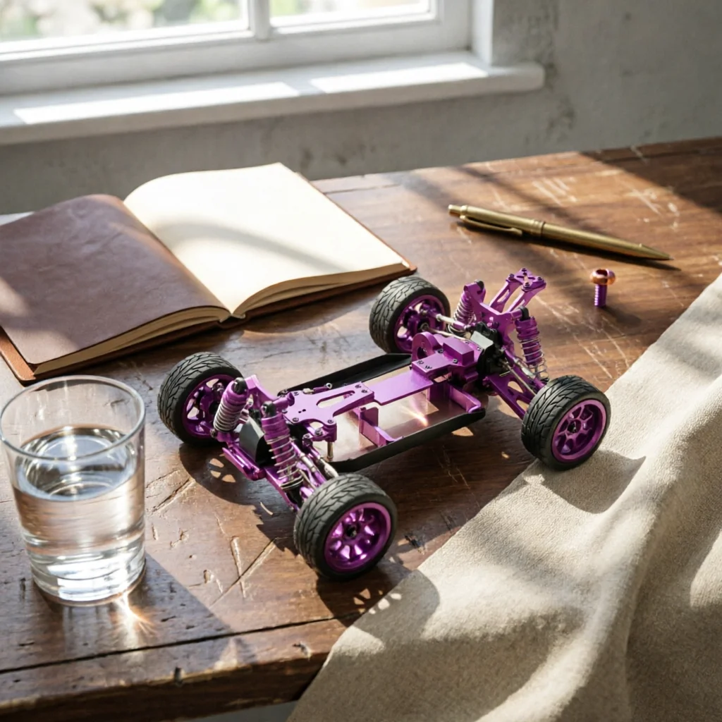RC Car Chassis Kit Metal RC Car Frame with Shock Absorbers Kit De Châssis 1:14 Scale Hautes Performances for Hobbyists