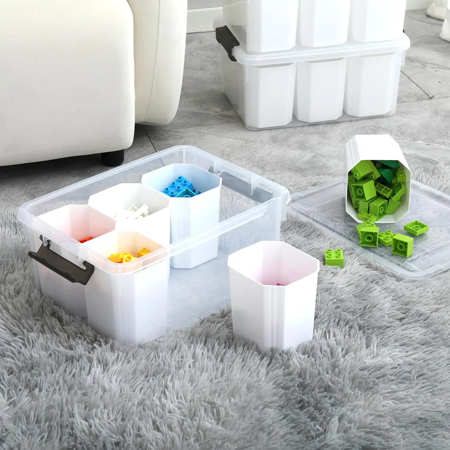 17 QT plastic storage box with lid, transparent storage box, multi-purpose stackable storage container, 2 packs