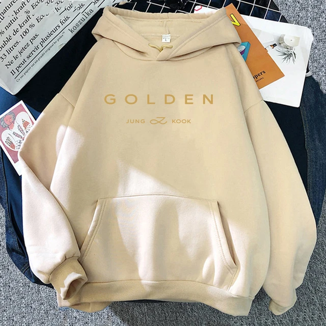 JungKook Golden Hoodie Women Aesthetic Standing Next To You Hoodies Unisex Album Letter Print Golden Pullovers Sweatshirts Korea AliExpress 200000345