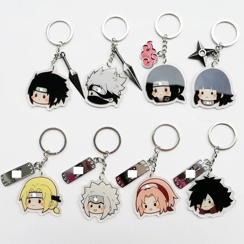 Anime Naruto Keychain Peripheral Q Version Acrylic Keychain Naruto Figure Sasuke Schoolbag Pendant Accessories Small Gift