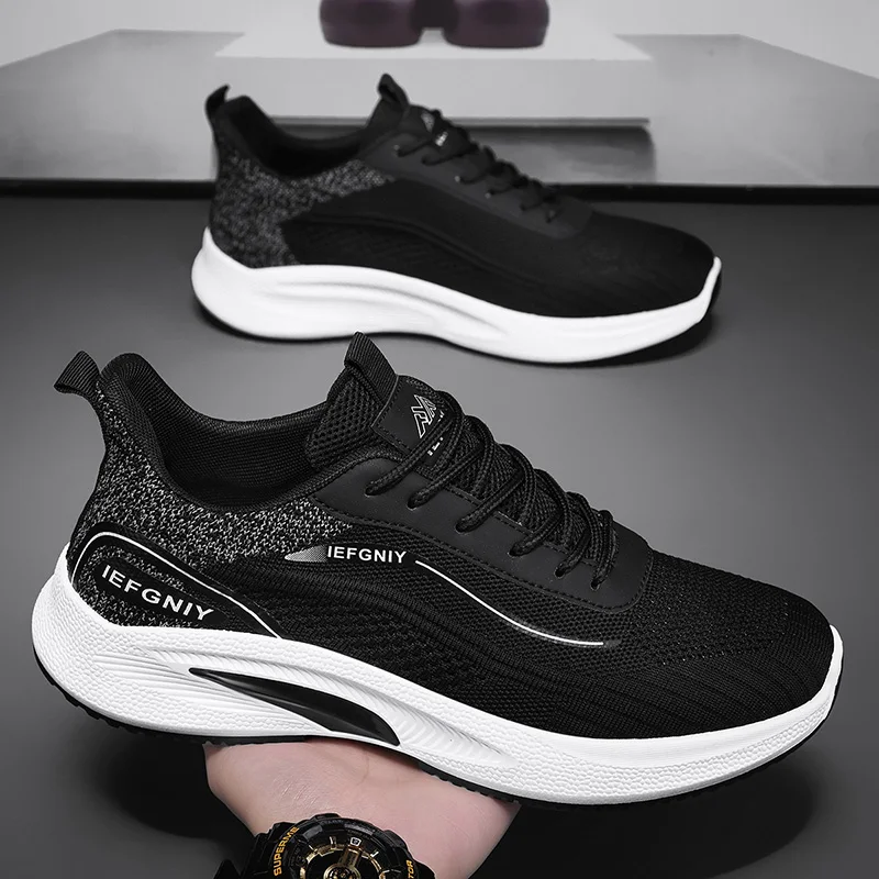

Men's Breathable Running Shoes Spring 2026 Casual Wear to Work Lightweight Anti-Odor Black Sports Sneakers Fashionable Low Top