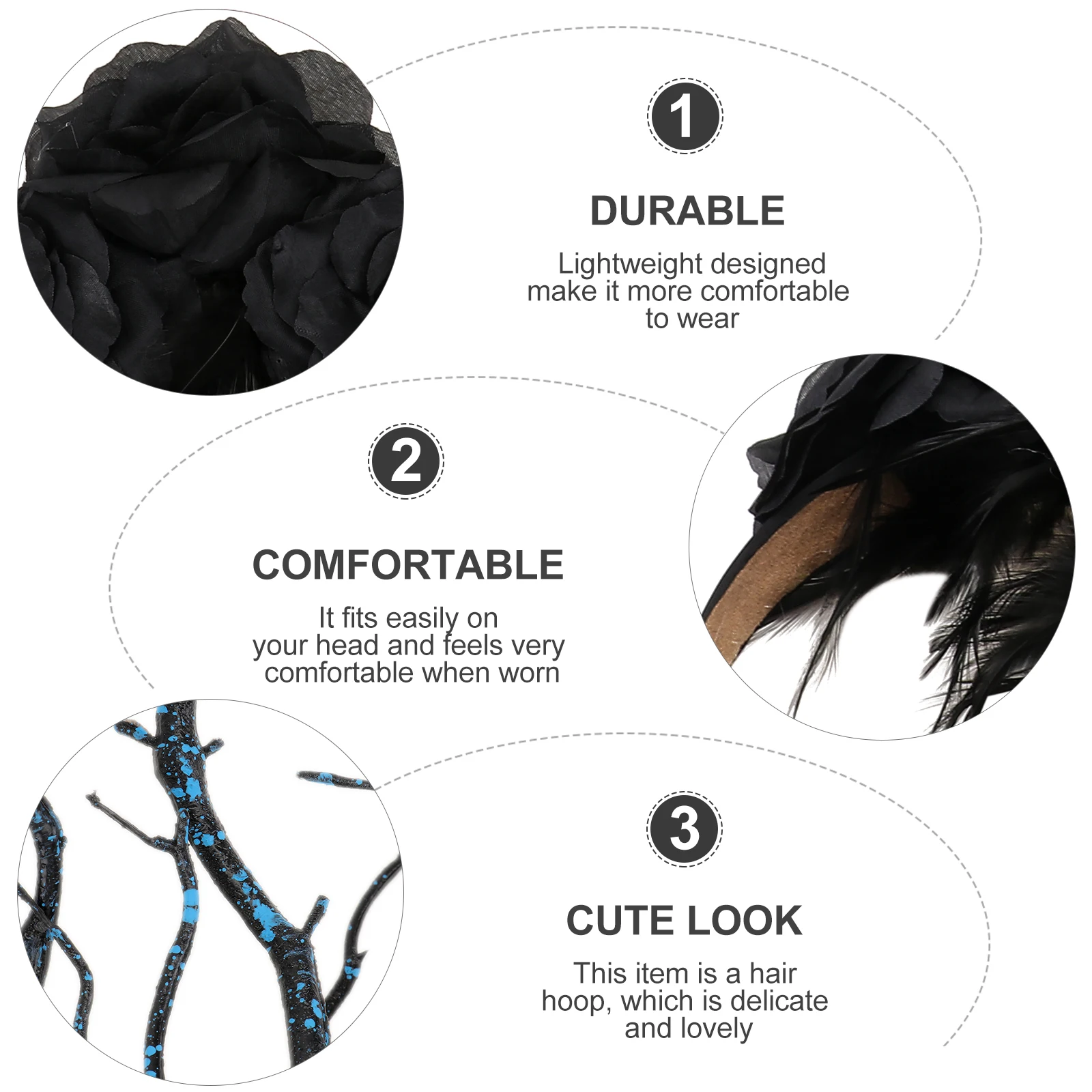 

Black Headband Halloween Decoration Costume Accessories Branch Festival Hairband Party Prop Plastic Headdress for Miss