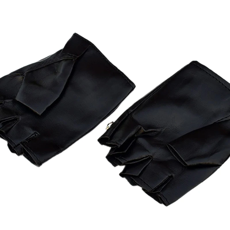 Guantes de cuero con remaches de motocicleta para mujer, Manoplas sin dedos, estilo Punk, conducción, motorista, deportes, Fitness, color negro