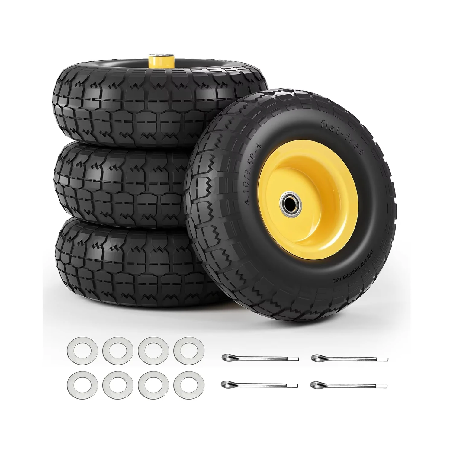 【Upgraded】4.10/3.50-4 Tire And Wheel Flat Free, 10