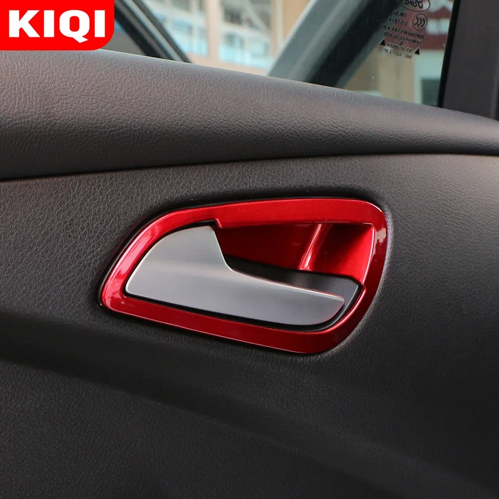 KIQI ABS Car Door Bowl Decoration Cover for Ford Focus 3 MK3 2015 - 2018 LHD Interior Door Handle Protection Covers Trim Sticker