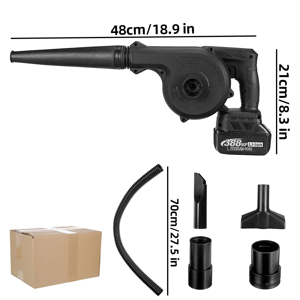 Soplador de aire eléctrico inalámbrico 2 en 1, 1600W, soplador de hojas de succión, colector de polvo de PC, limpiador al vacío para batería Makita de 18V