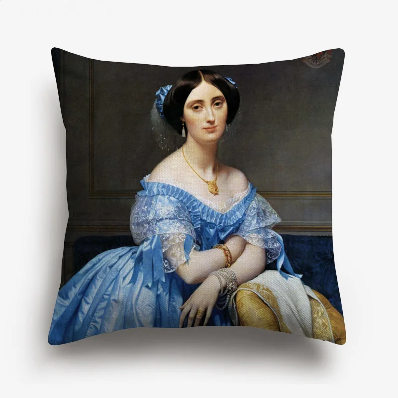 European Royal Court Woman Lady Portrait Painting Cushion Cover Decorative Pillows For Sofa Home Decoration 45X45cm view 4