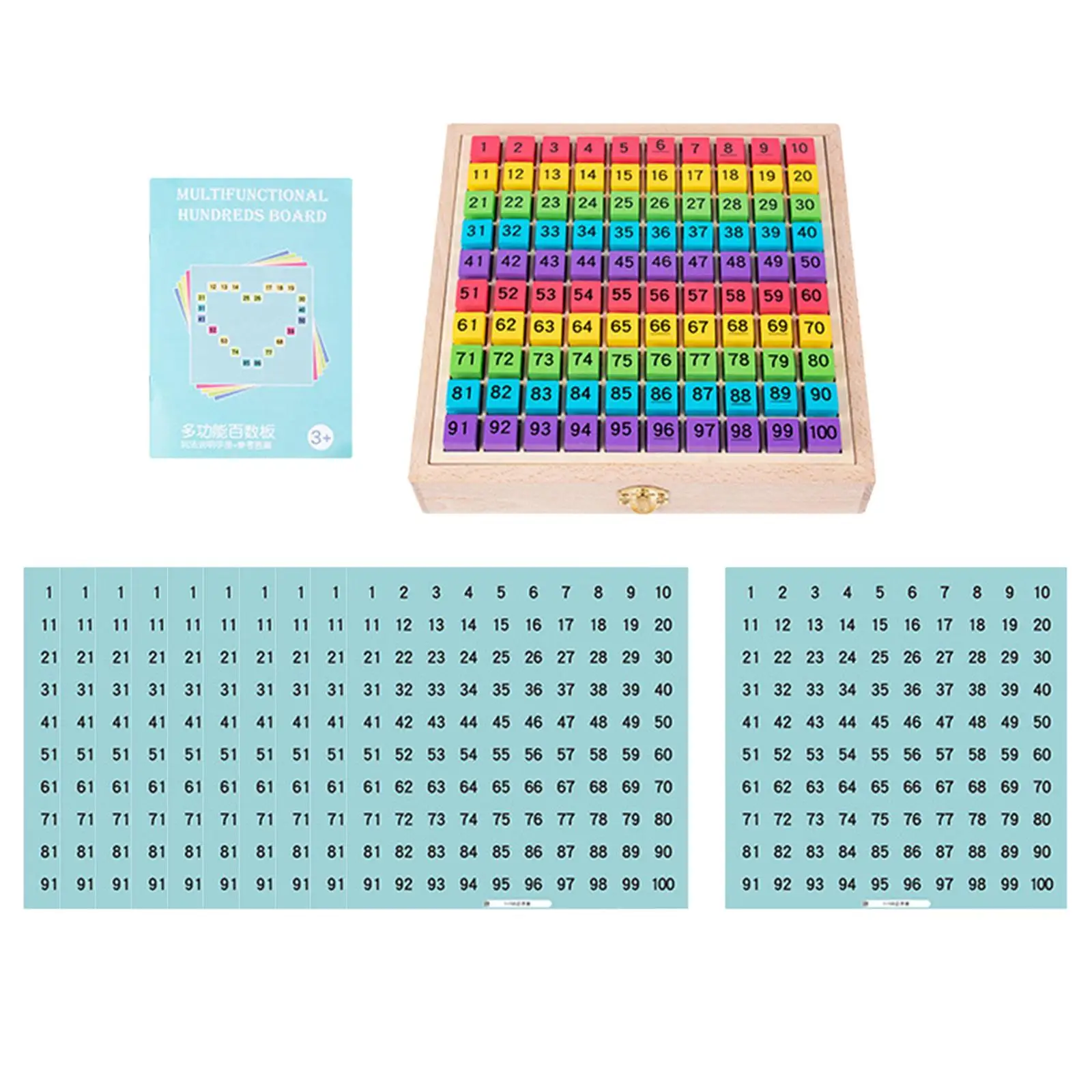 Montessori Math Counting Hundred Board Memory Toy Number Counting Learning Wooden Hundred Digital Board for 4 5 Years Old